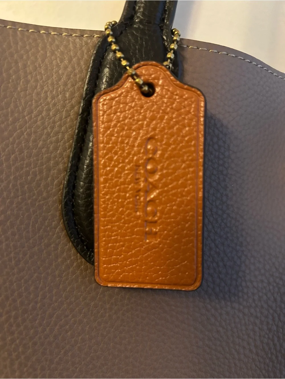 Coach Brown Leather Tote with Black Handles